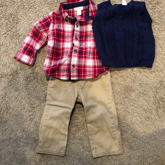 6-9M Cat & Jack outfit Pants, Vest, and shirt set - Picture 1 of 1